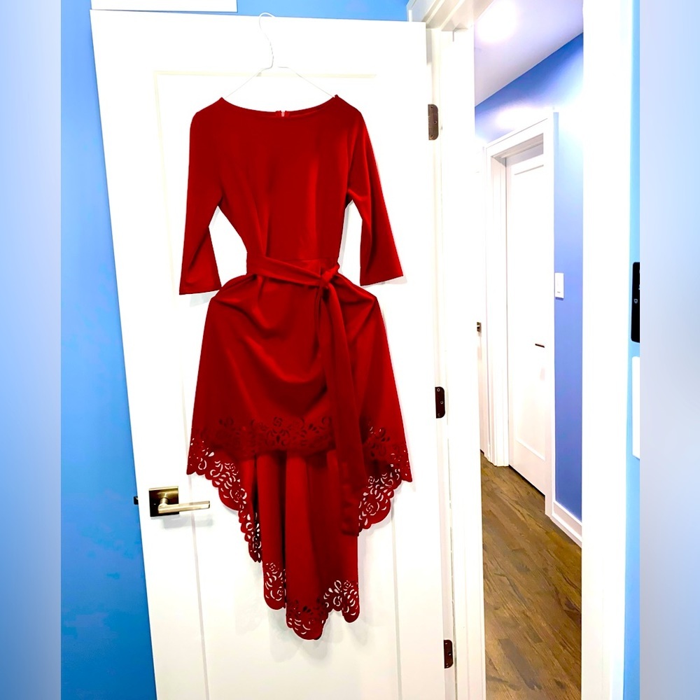 SIMPLY ELEGANT Brand | Women’s Red Dress with Asymmetrical Lengths | Size S - Picture 6 of 11